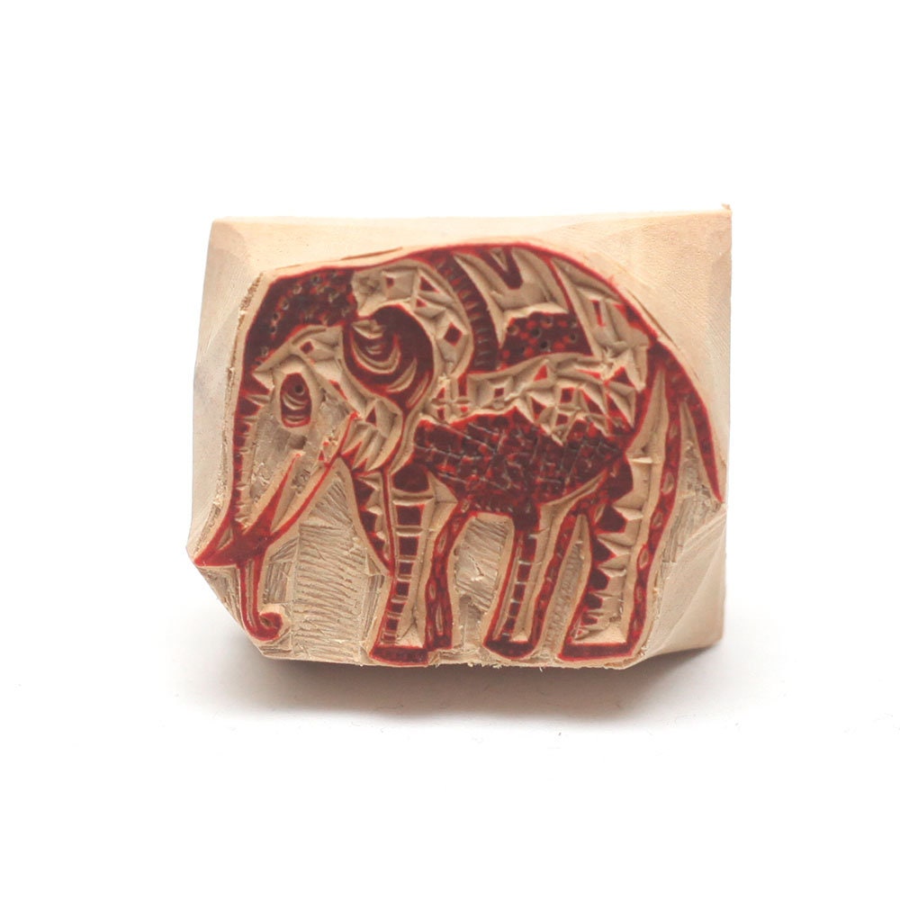 Elephant stamp Elephant wooden stamp hand carved printing Etsy