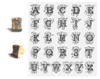Personalized Initial Stamp: Hand Carved Wooden Alphabet Stamp