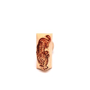Tiger Stempel, Holzstempel, handgeschnitzt, Tonstempel, Keramikstempel, Postkartenstempel