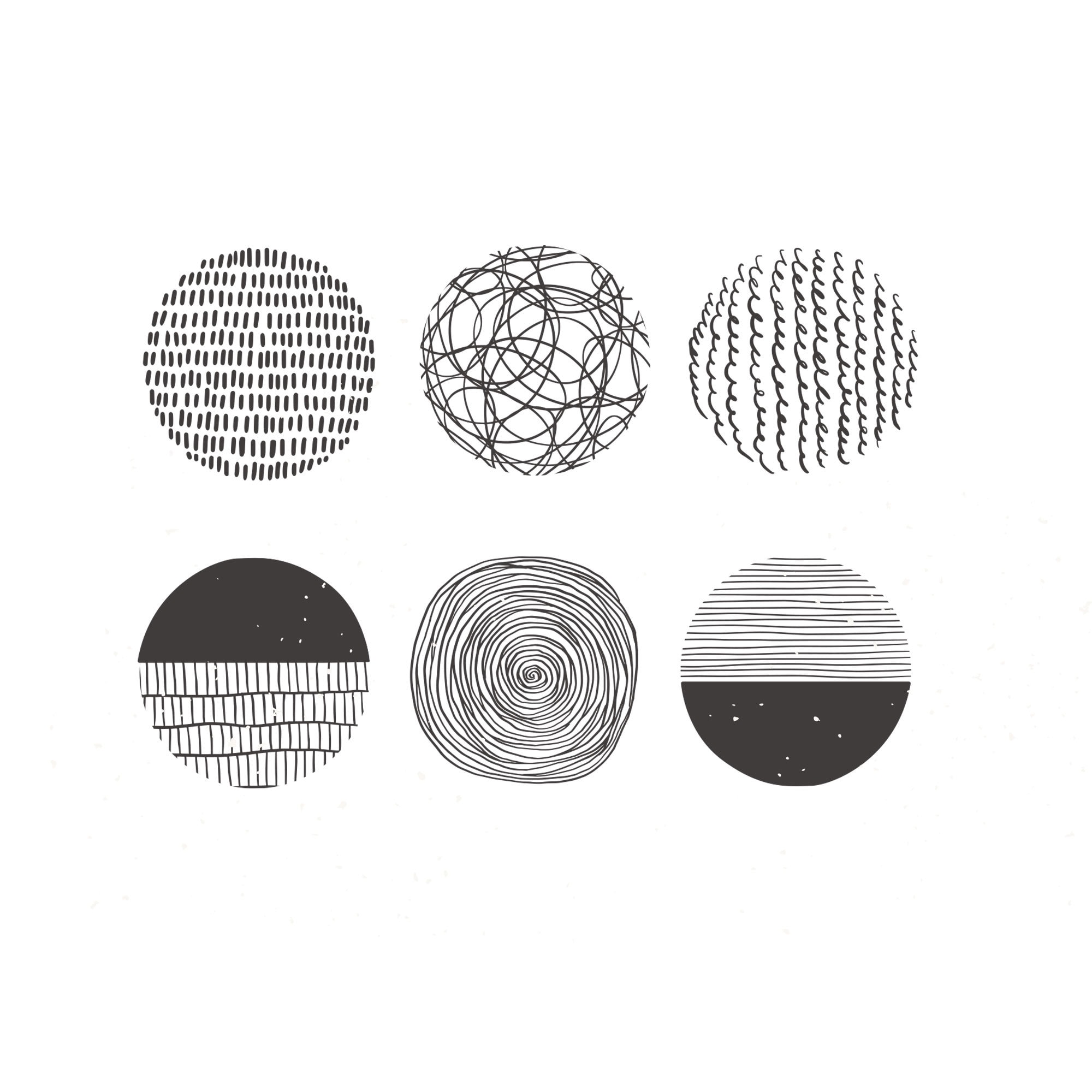 Hand Carved Circle Pattern Stamp Set: Abstract Wooden Stamps