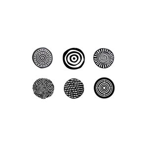 Sello geométrico, juego de 6 sellos circulares, patrón étnico, sello de patrón, sello abstracto, sello de madera, tallado a mano, sello de arcilla
