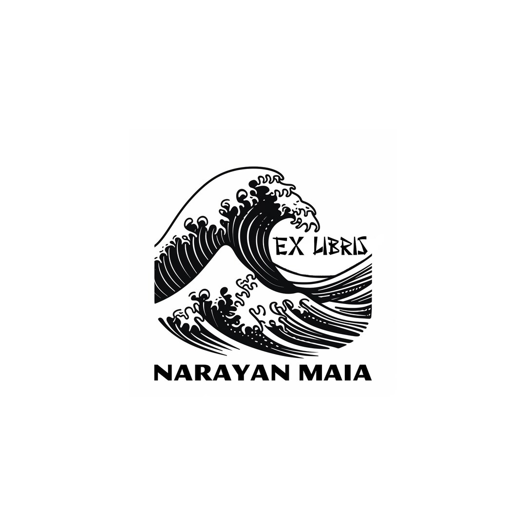 Ex Library Stamp Ex Libris Stamp, Library Stamp, Wave Stamp, Hand Carved for Post Card ...