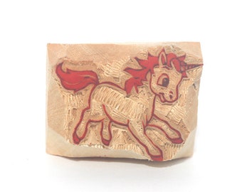 Stamp, Unicorn stamp,  pug stamp wooden stamp, hand carved, clay stamp, pottery stamp, postcard stamp