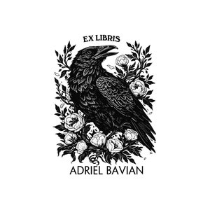 Sello Ex Libris de Raven para propiedad de libros personalizada, sello de Raven, retrato de Raven, este libro pertenece a, ex libris, sello de biblioteca