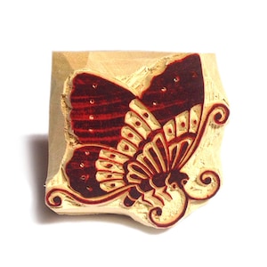 butterfly stamp, wooden stamp, hand carved,  pottery stamp, textile stamp, printing block, fabric stamps