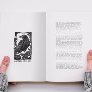 Raven Ex Libris Stamp for Personalized Book Ownership, Raven Stamp, This Book Belongs To, Handcrafted Stamp, Bookplate, Library Stamp