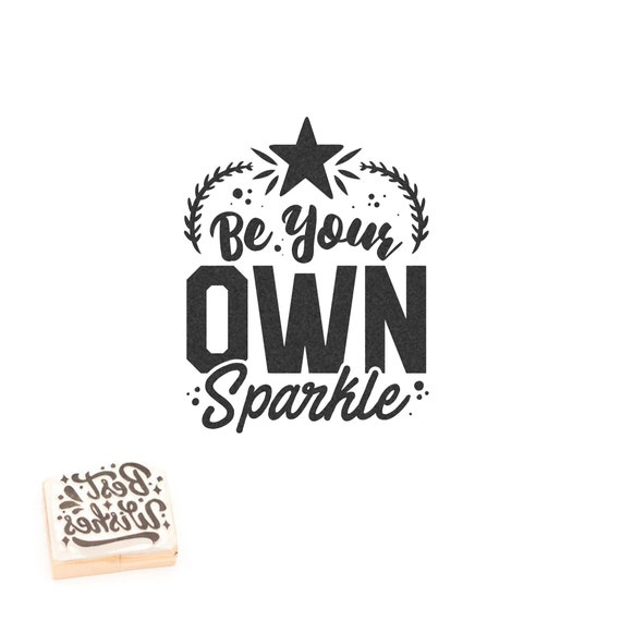 Quote stamp, Create your own sparkle stamp, inspirational text, rubber  stamp, hand carved, pottery stamp, postcard stamp, greeting card