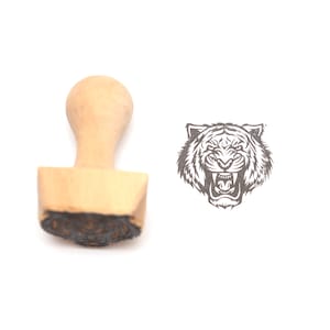 Tigerstempel, Holzstempel, handgeschnitzt, Tonstempel, Keramikstempel, Postkartenstempel
