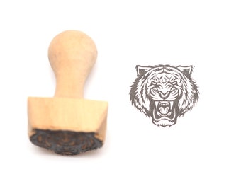 Handskuren tigerstämpel: Keramiklera gummistämpel (5 cm)