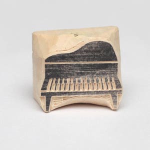 Klavierstempel, Holzstempel, handgeschnitzt, Tonstempel, Töpferstempel, Postkartenstempel