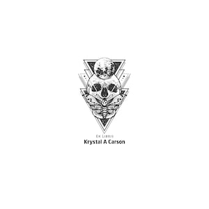 Moth Skull Ex Libris Stamp: Personalized Library Bookplate (3 inch)