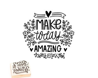 Amazing stamp, quote stamp, inspirational text, rubber stamp, hand carved, clay stamp, pottery stamp, postcard stamp