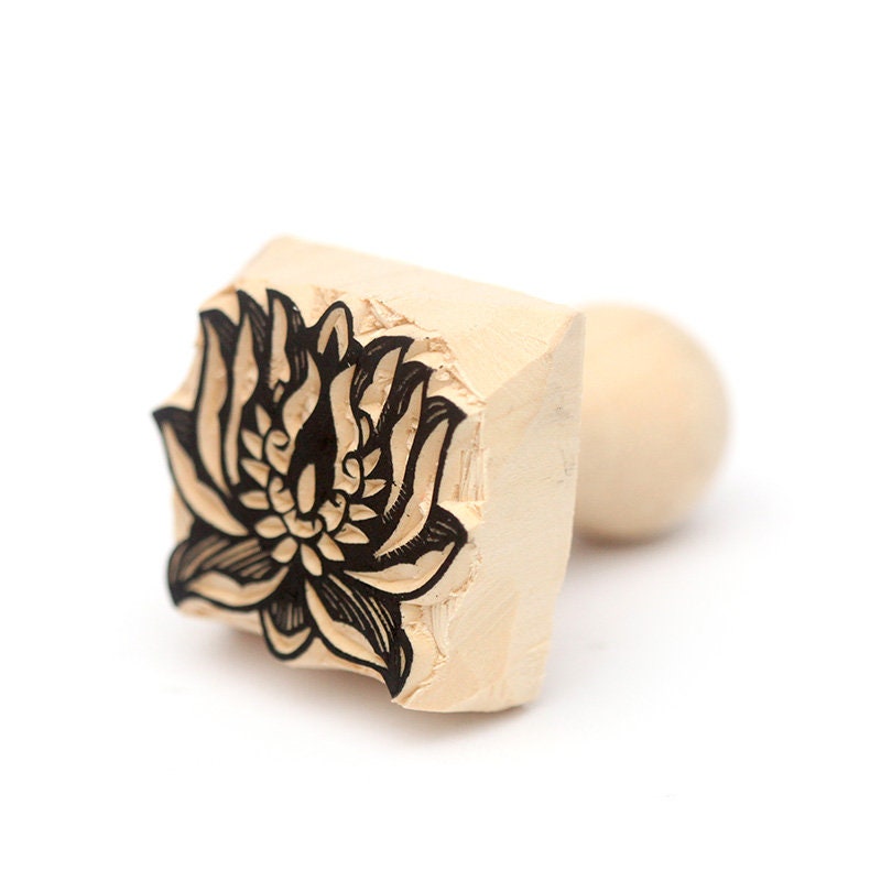 Lotus Stamp Lotus Flower Stamp Wooden Stamp Hand Carved Etsy