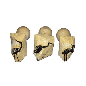 Juego de 3 grúas sello, sello de pájaro, sello de grúa, sello de madera, sello de patrón tallado a mano para tarjeta postal, planificador, calendario, impresión