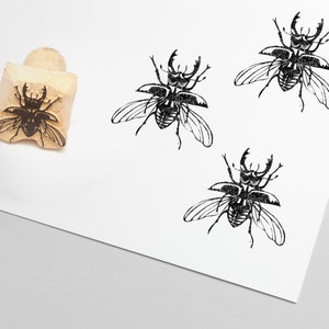 Sello de escarabajo ciervo, sello de escarabajo, sello de insecto, sello de madera, sello de goma, tallado a mano, sello de cerámica, sello textil, bloque de impresión