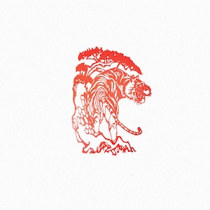 Timbre de tigre, timbre chinois de zodiaque, timbre en bois, main découpée, bloc d’impression, timbre d’argile, timbre de poterie, timbre de carte postale