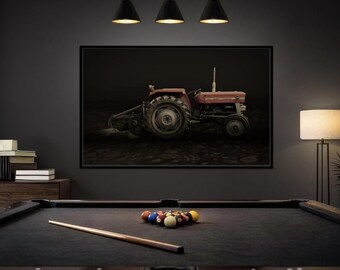 Vintage Massey 135 with Plow Photo Wall Art on Canvas