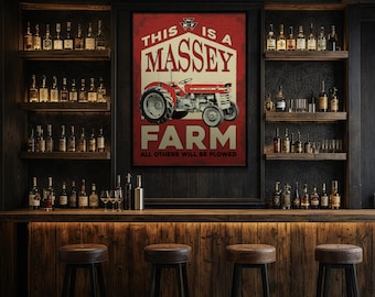 This Is A Massey Farm Tractor Canvas Framed Wall Art | Vintage Farm Sign