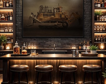Big Komatsu Dozer | Framed Wall Art on Stretched Canvas