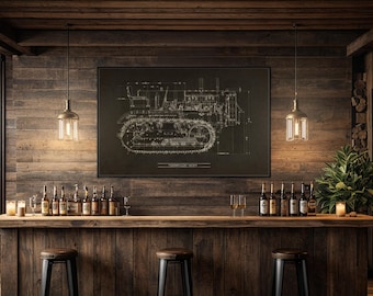 Caterpillar 30 Tractor Patent Drawing Industrial Wall Art on Framed Canvas