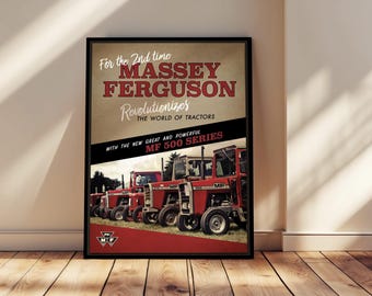 Vintage Massey Ferguson Tractor Advertisement Wall Art Print on Framed Canvas