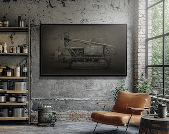 WWII Caterpillar D7 Military Dozer Framed Art on Canvas