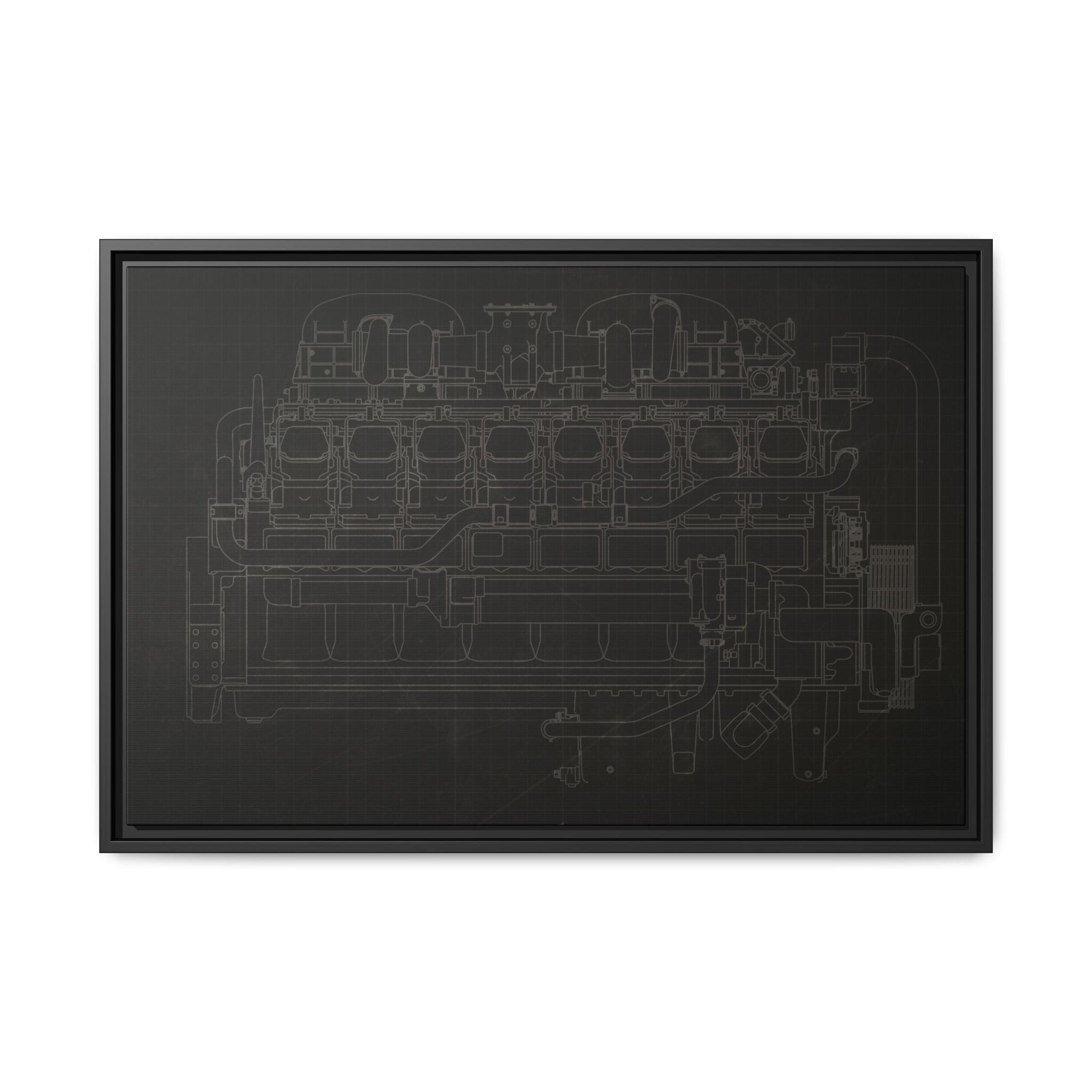 Engine Reference Image Side View Engine Side View Schematic Drawing Framed Wall Art on Matte Canvas - Etsy
