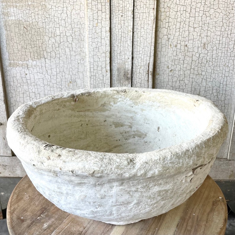 Vintage Large White Paper Mache Bowl PML1 Etsy
