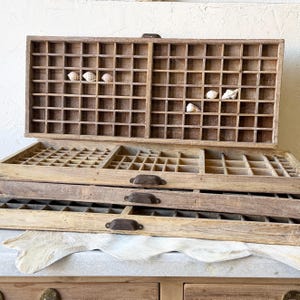 Vintage Sun-Bleached Typeset Tray | Printer’s Drawer for Shell Display