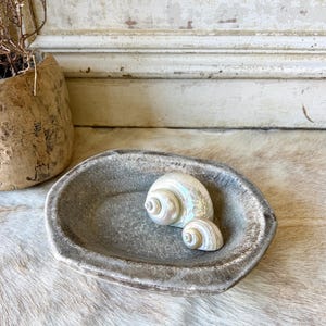 Large Hand-Carved Stone Bowl Tray | Rustic Earth Tones, Coffee Table Catch All