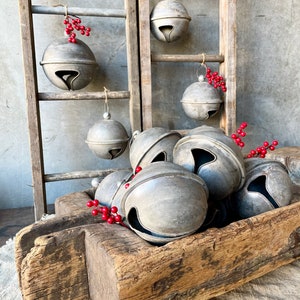 Extra Large Farmhouse Galvanized Jingle Bell Christmas Decoration 8”