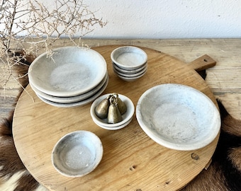 Rustic White Marble Bowl Tray Medium and Small