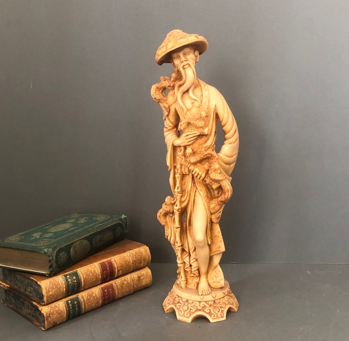 Vintage Chinese Resin Man Figurine Chinoiserie Tall man Etsy