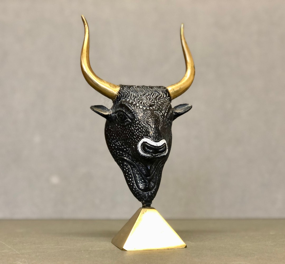 Solid Brass Bull Head Vintage Greek MINOTAUR Minoan Sculpture Etsy UK