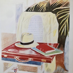 1987 David Hockney-posterafdruk voor &#39;Grey Art Gallery and Study Centre&#39; New York University 1980. Vintage offsetlithografiereproductie