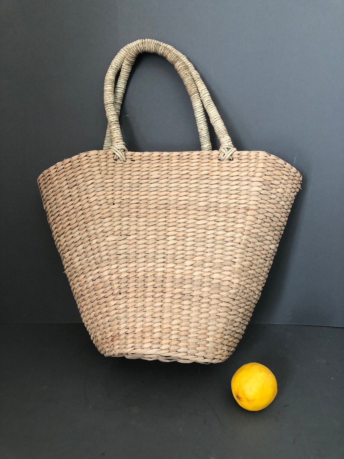 Vintage Wicker Bag Natural Straw Woven Shopping Bag With Etsy