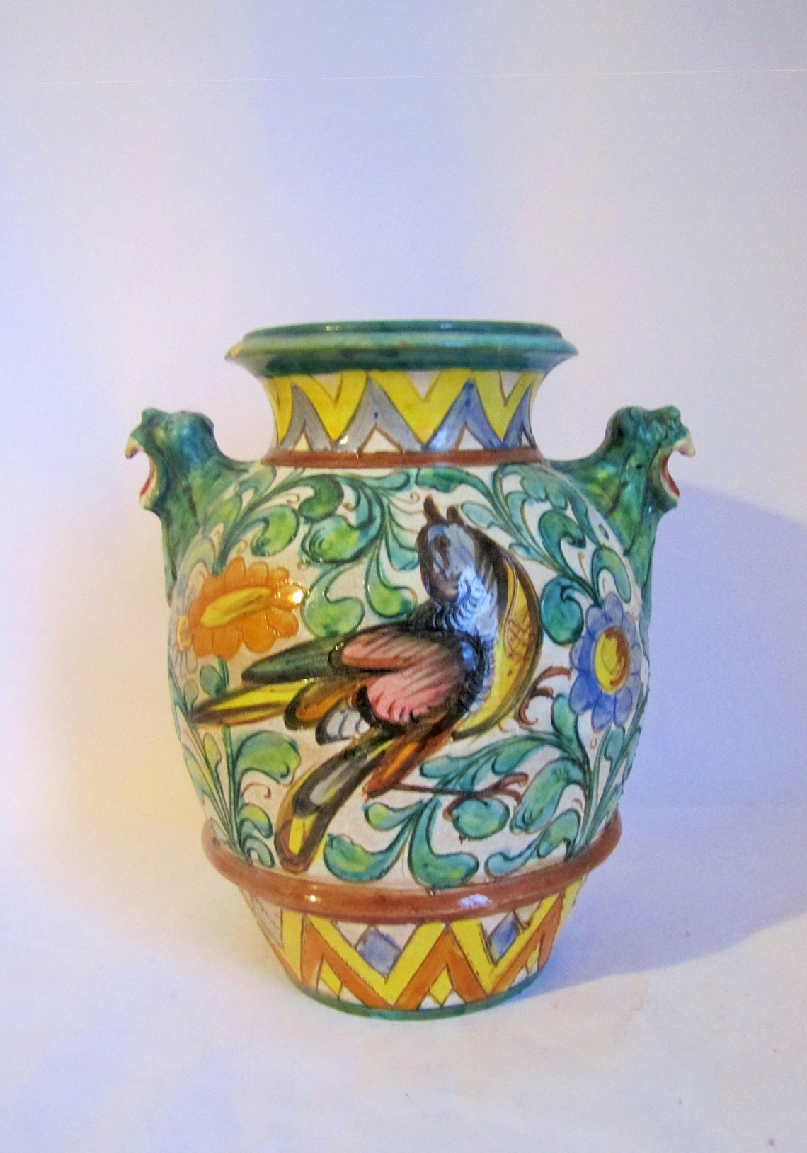 Antique Vintage Italian Sgraffito Urn Vase Aretini Perugia Etsy