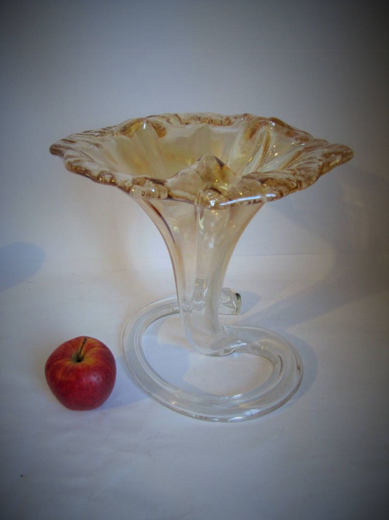 Murano Stretch Glass Tulip Vase Hand Blown Art Glass Display Piece Italian Stretched Glass Trumpet Coiled Vase murano stretch glass tulip vase large ref= 4&pro=1