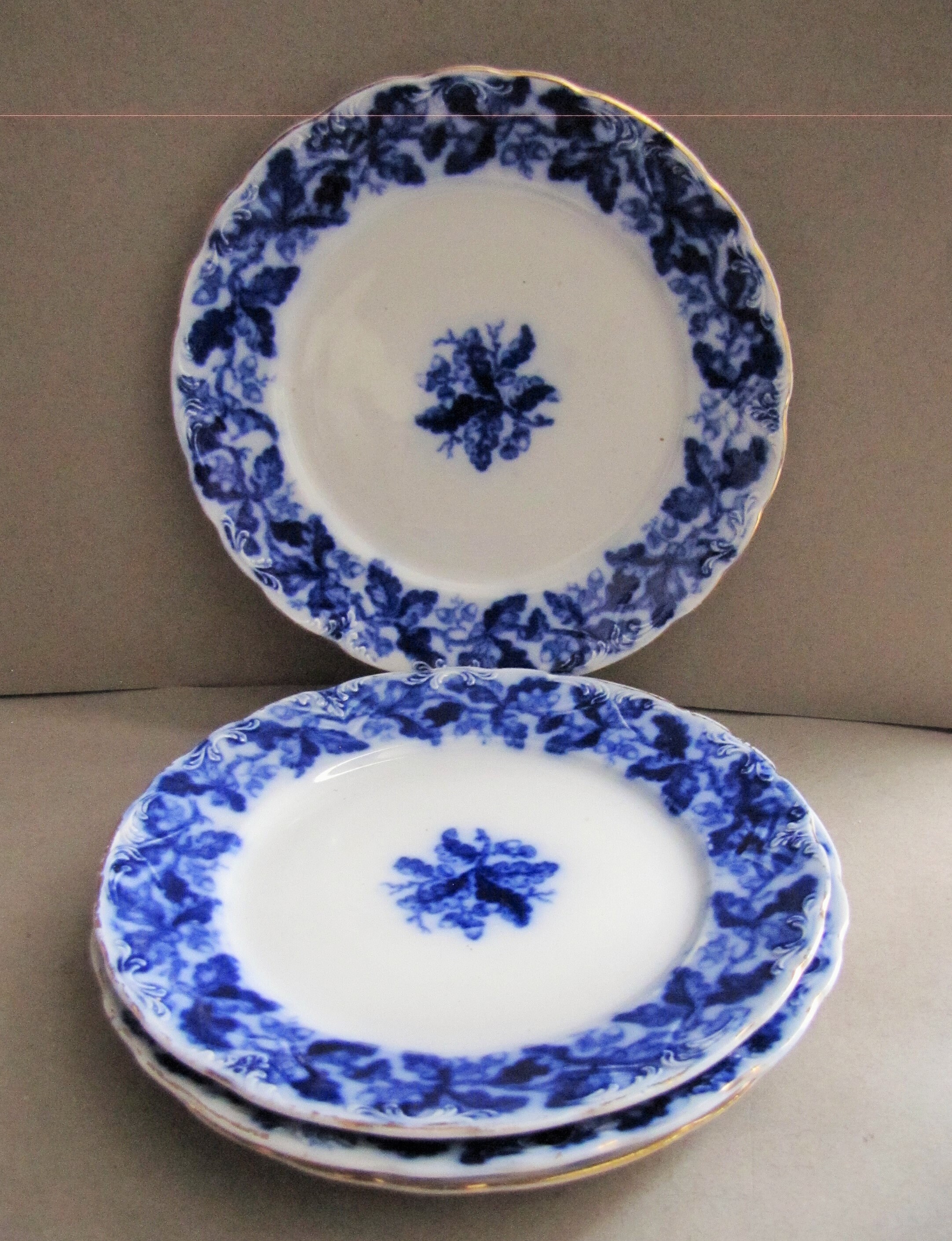 Antique Davenport Flow Blue Plates x 5 Antique Staffordshire Etsy