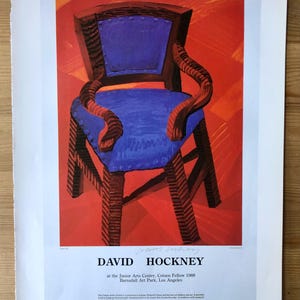 1994 David Hockney Poster - David Hockney at the Junior Art Centre, Los Angles 1988, Vintage offset lithograph reproduction poster 14x10”