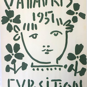 1957 PABLO PICASSO Lithograph Poster for Exposition de Vallauris  Exhibition 1951, Size 14x10in