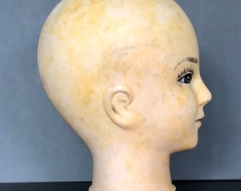 Vintage Mannequin Head, 1960s Child Mannequin Head, Hat Stand Display, Curiosity Display, Plastic Head on Stand Ornament