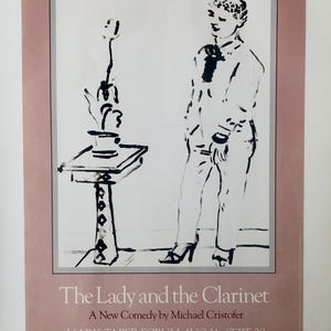 1987 David Hockney Poster ‘The Lady and the Clarinet 1980’ Vintage offset lithograph reproduction poster.