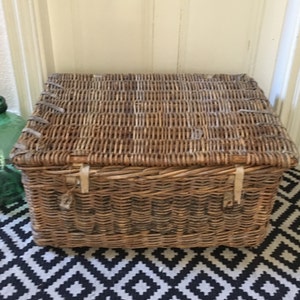 Cesta de lavandería de mimbre industrial antiguo cesta de | Etsy