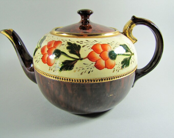 Beautiful Large Vintage Brown Betty Teapot Gilt and Etsy