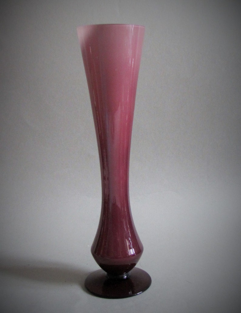 Mid century Purple Cased glass vase Empoli Italy Pedestal Vase Etsy