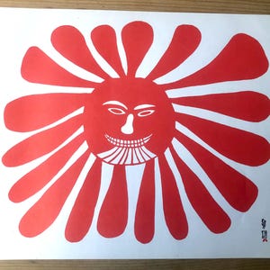 1970s The Woman Lives In/Sun by Kenojuak Ashevak, Vintage Indigenous Inuit art print