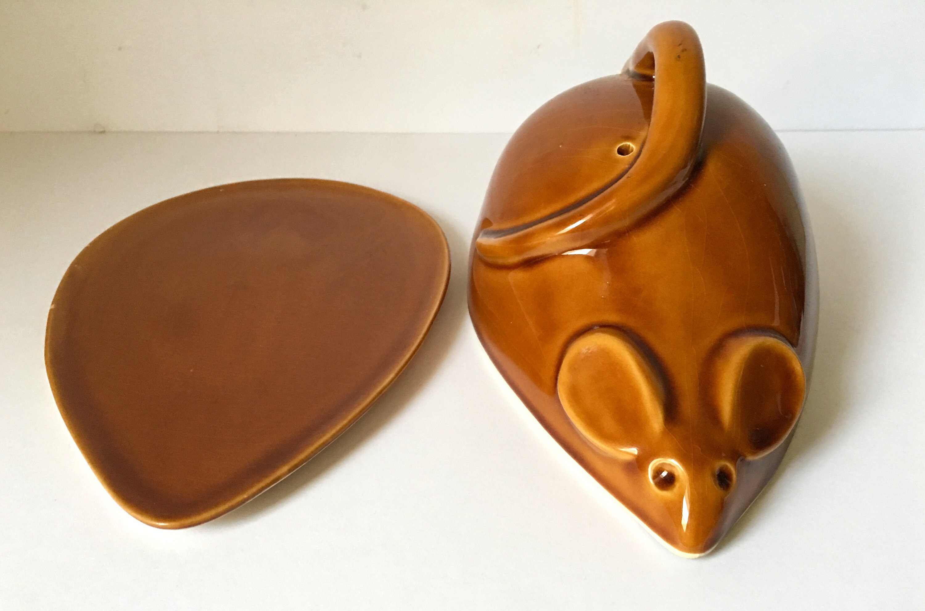 Vintage Mouse Pottery Cheese Dish Domed Dish Brown Mouse Etsy
