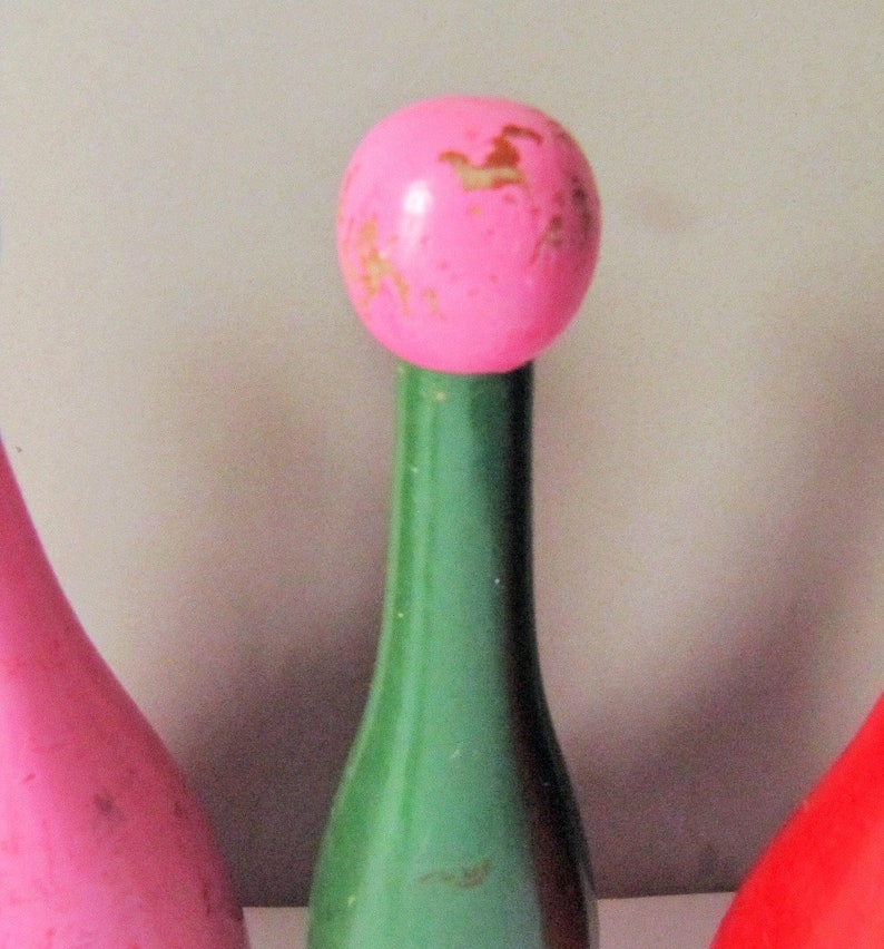 French wooden Skittles Vintage wooden painted Skittles