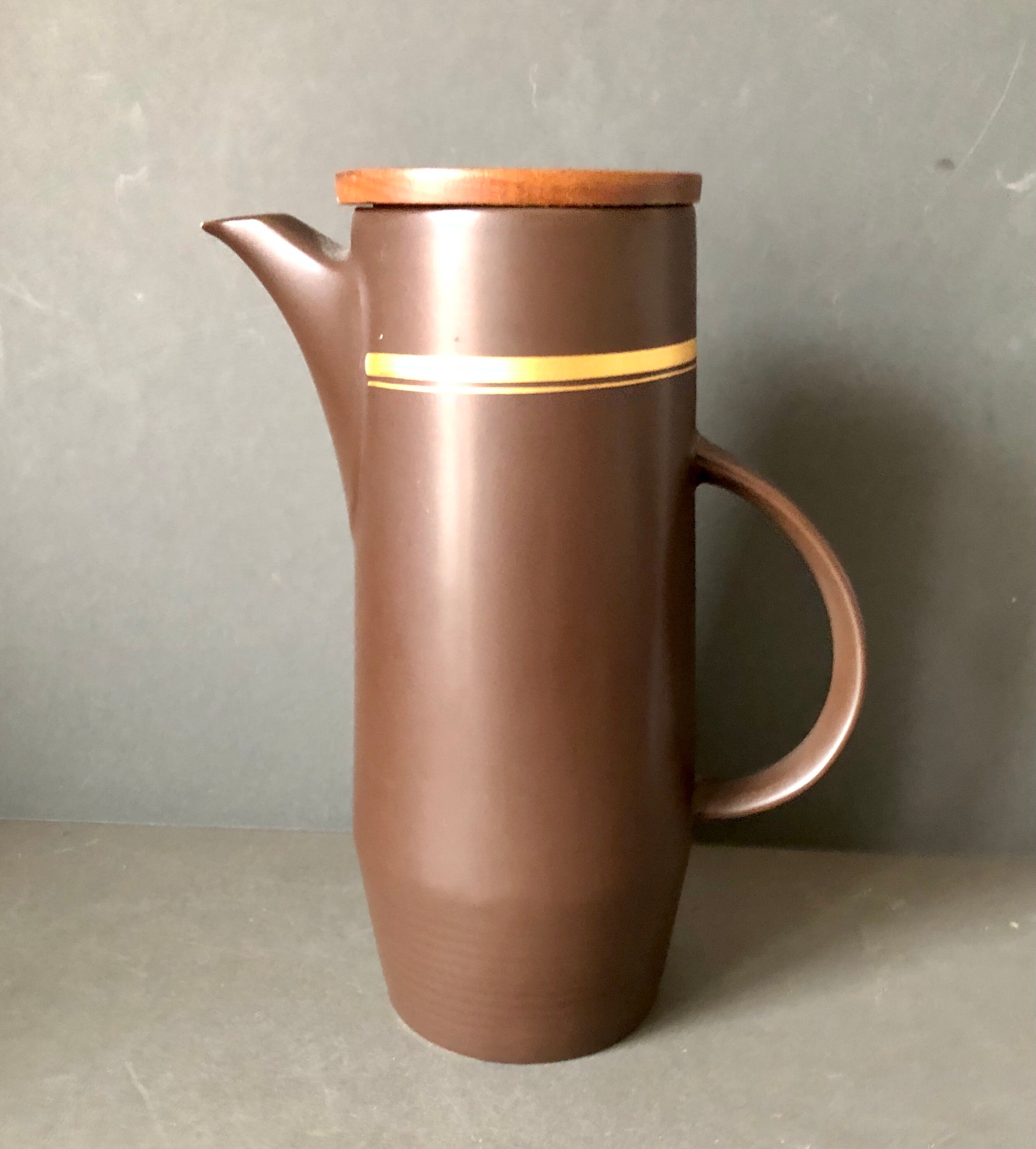 Purbeck Pottery Coffee Pot Wooden Lid Mid Century Plymouth Etsy